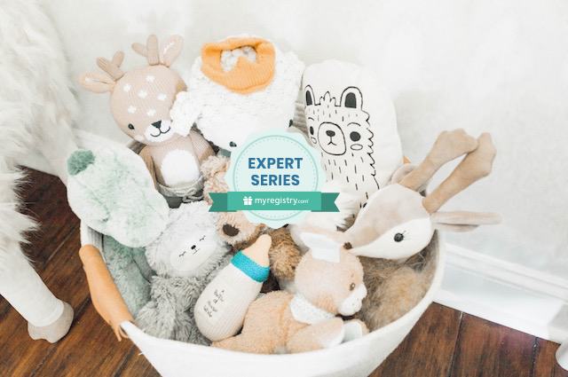 Nursery Organization Tips from an Expert, a basket of plush toys